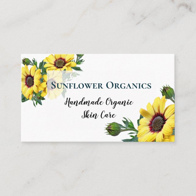 Modern Sunflower Zuhause Business Skin Care Card Visitenkarte (Vorderseite)