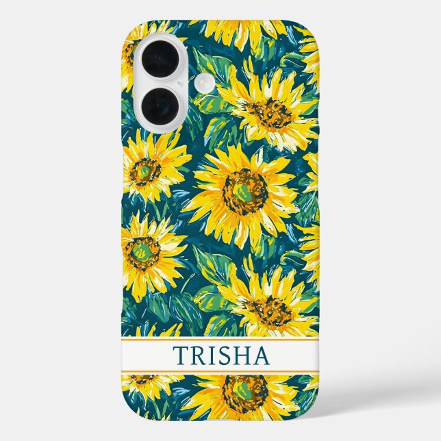 Modern Sunflowers Monogrammed Case-Mate iPhone Hülle (Rückseite)