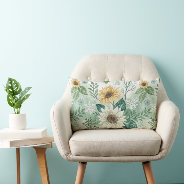 Modern  Sunflowers Winter pattern Lendenkissen (Stuhl )