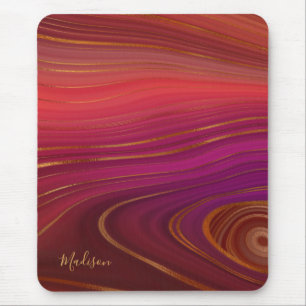 Modern Sunrise Agate Marble Muster mit Namen Mousepad