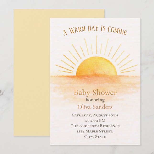 Modern Sunrise Baby Shower Einladung (Vorne/Hinten)