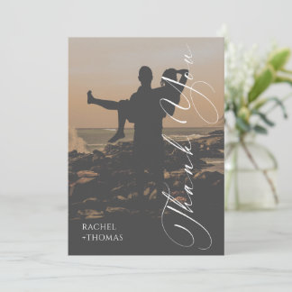 Modern Sunset Silhouette Wedding Thank You Card Dankeskarte