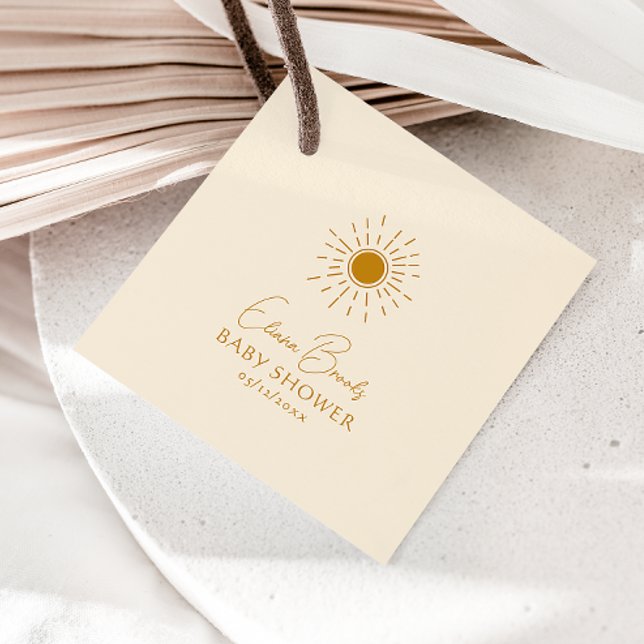 Modern Sunshine Beige Babydusche Square Vielen Dan Geschenkanhänger (Von Creator hochgeladen)