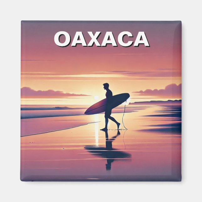 Modern Surfer Sunset Oaxaca Mexiko Magnet (Vorne)