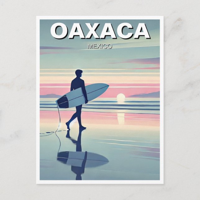 Modern Surfer Sunset Oaxaca Mexiko Postkarte (Vorderseite)