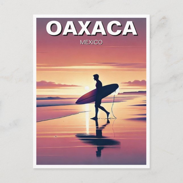 Modern Surfer Sunset Oaxaca Mexiko Postkarte (Vorderseite)