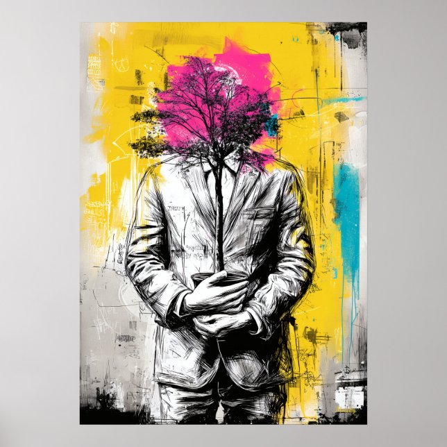 Modern Surreal Portrait Conceptual Tree Art Poster (Vorne)