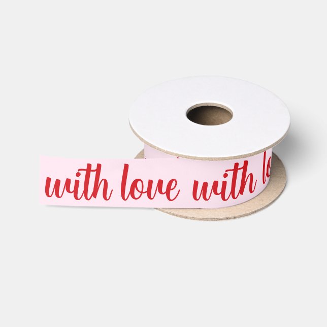 Modern süß mit Liebesschrift Rot & Rosa Feiertag Satinband (Spule)