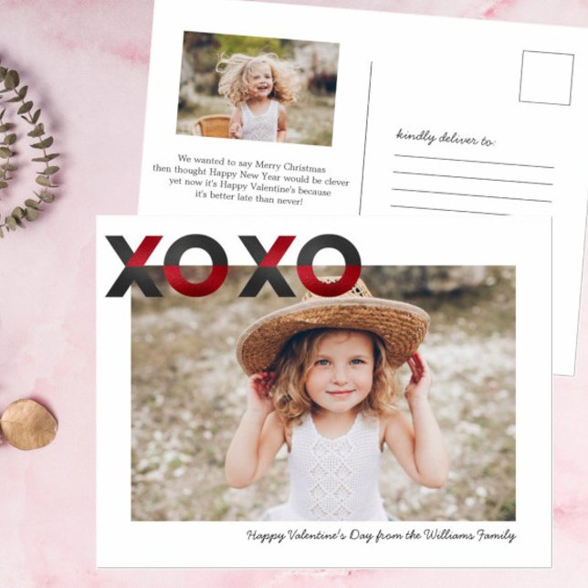 Modern & süß | Valentine-Fotokarte Postkarte (Von Creator hochgeladen)