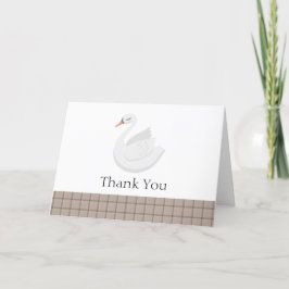 Modern Swan Kariert Gingham Boy Baby Dusche Dankeskarte