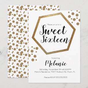 Modern Sweet 16 Glitzer Imitate Gold Geometric Bar Einladung