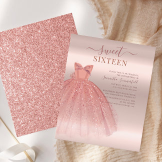 Modern Sweet 16 Glitzer Script Rose Gold Geburtsta