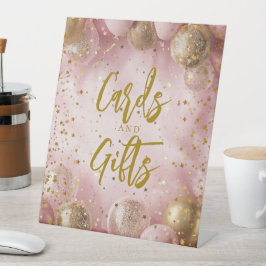 Modern sweet 16 pink gold balloons Cards and Gifts Sockelschild