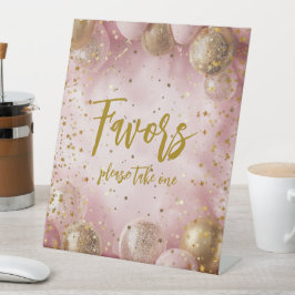 Modern sweet 16 pink gold balloons Favors Sockelschild