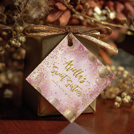 Modern sweet 16 pink gold balloons geschenkanhänger