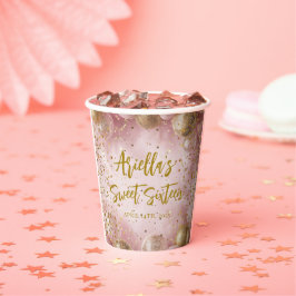 Modern sweet 16 pink gold balloons pappbecher