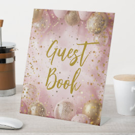 Modern sweet 16 pink gold balloons sockelschild