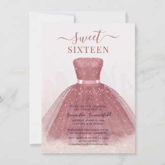 Modern Sweet 16 Rose Gold Geburtstagsparty Einladung