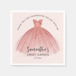Modern Sweet 16 Script Dress Birthday Custom Paper Serviette
