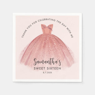 Modern Sweet 16 Script Dress Birthday Custom Paper Serviette