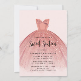 Modern Sweet 16 Script Dress Birthday Einladung