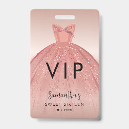 Modern Sweet 16 Script Dress Birthday VIP Ausweis