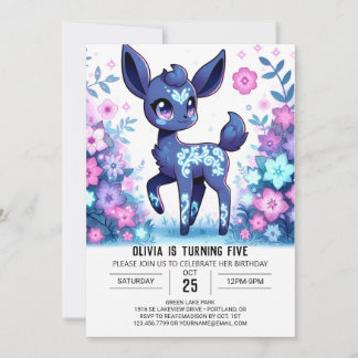 Modern Sweet Deer Digital Geburtstag Einladung