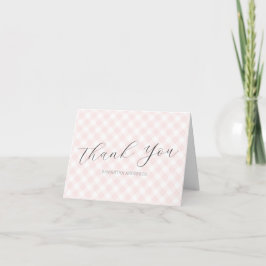 Modern + Sweet Pink Gingham Girl Baby Dusche Dankeskarte