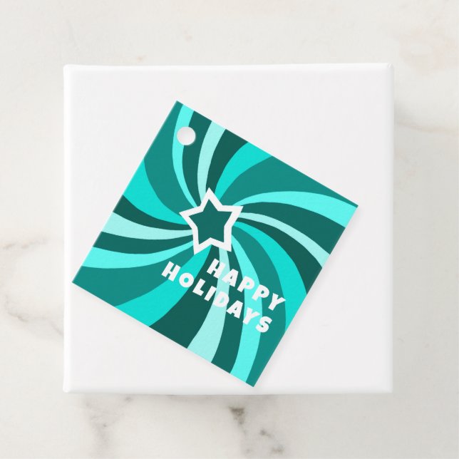 Modern Swirl HAPPY HOLIDAYS CUSTOM Green Christmas Geschenkanhänger (Beispiel)