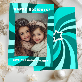Modern Swirl HAPPY HOLIDAYS CUSTOM PHOTO Feiertagskarte