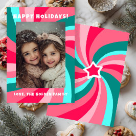 Modern Swirl HAPPY HOLIDAYS CUSTOM PHOTO Feiertagskarte