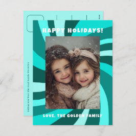 Modern Swirl HAPPY HOLIDAYS CUSTOM PHOTO Feiertagspostkarte