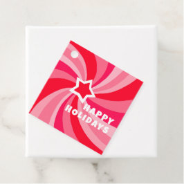 Modern Swirl HAPPY HOLIDAYS CUSTOM Red Pink Xmas Geschenkanhänger