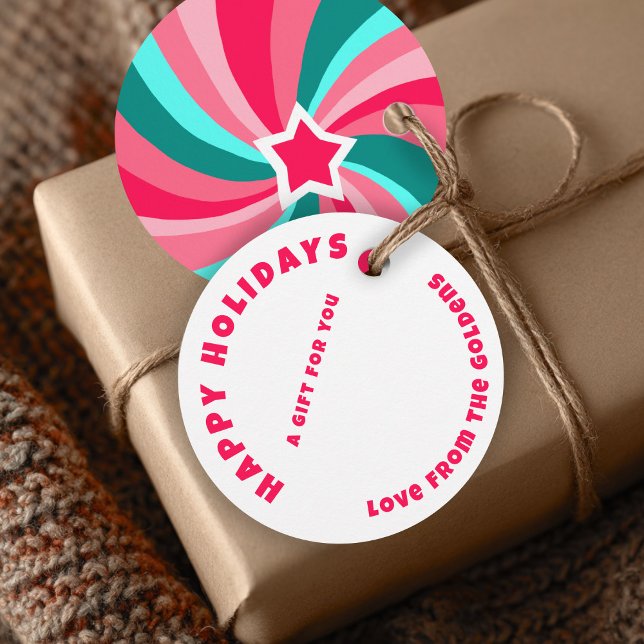 Modern Swirl HAPPY HOLIDAYS CUSTOM TO FROM Gift Geschenkanhänger (Modern Swirl HAPPY HOLIDAYS CUSTOM TO FROM Christmas Gift Favor Tags
)