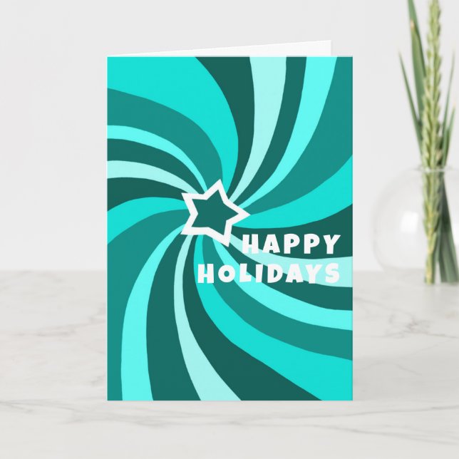 Modern Swirl HAPPY HOLIDAYS Star Custom Christmas Karte (Vorderseite)