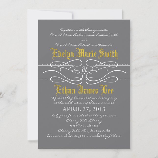Modern Swirl Hochzeitseinladung Einladung (Vorderseite)