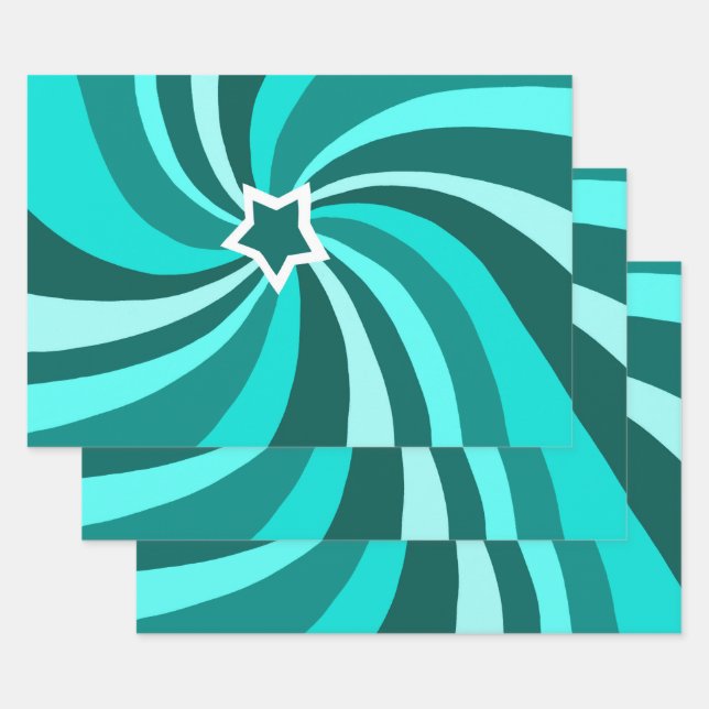Modern Swirl Star Green Set of  Geschenkpapier Set (Set)