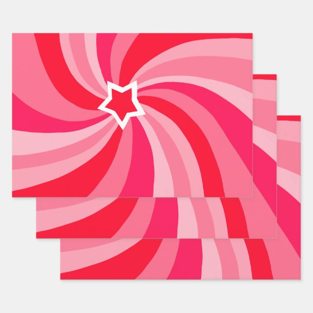 Modern Swirl Star Red Pink Set of  Geschenkpapier Set (Set)