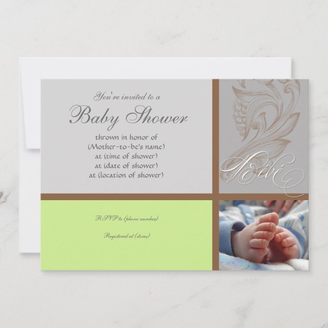 Modern Swirt n Polka Dot - Baby Boy Shower Einladu Einladung (Vorderseite)