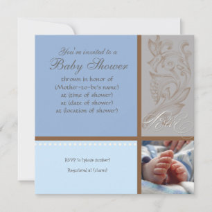 Modern Swirt n Polka Dot - Baby Boy Shower Einladu Einladung