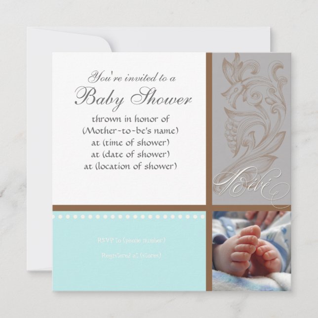 Modern Swirt n Polka Dot - Baby Boy Shower Einladu Einladung (Vorderseite)