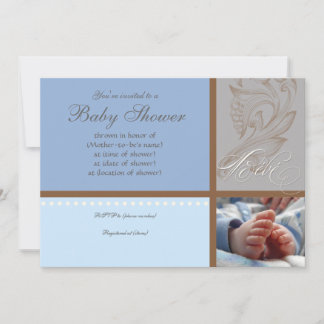 Modern Swirt n Polka Dot - Baby Boy Shower Einladu Einladung