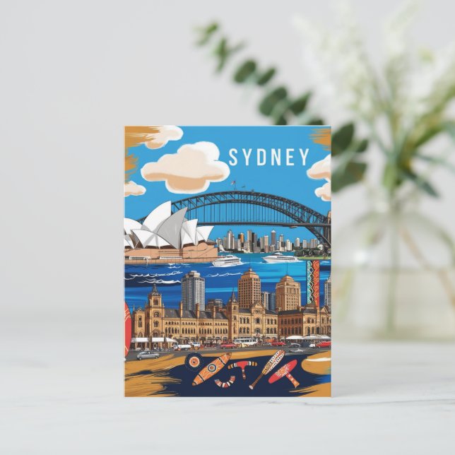 Modern Sydney Australien Reisen Vintag Postkarte (Stehend Vorderseite)