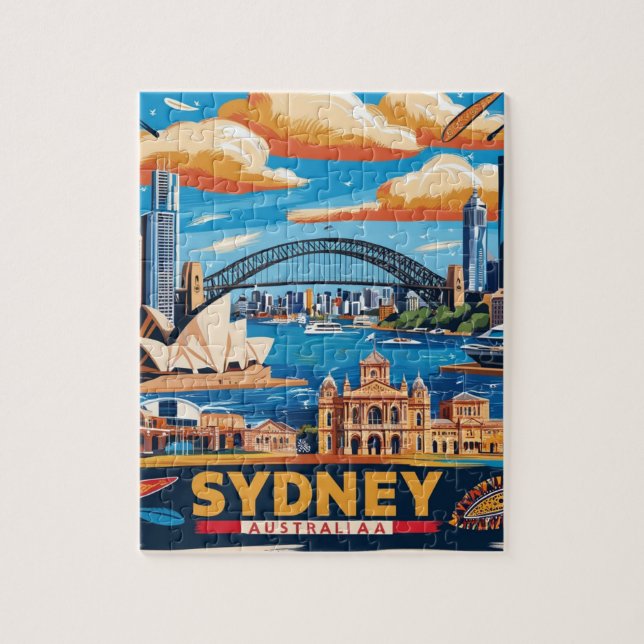 Modern Sydney Australien Reisen Vintag Puzzle (Vertikal)