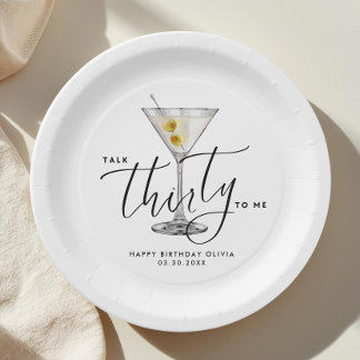 Modern “Talk Thirty to Me” Martini Glass 30th Pappteller