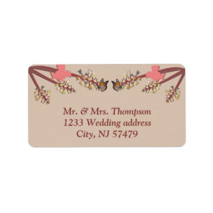 Modern Tan - Marsala wine tone Wedding Labels Adressaufkleber