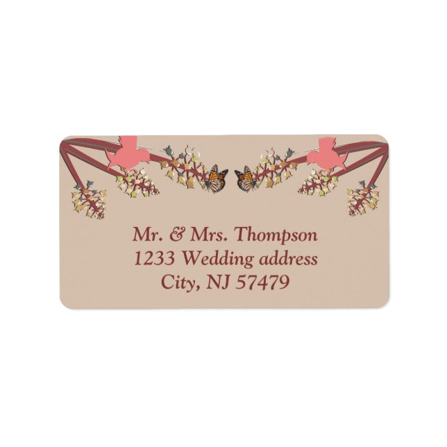 Modern Tan - Marsala wine tone Wedding Labels Adressaufkleber (Vorne)