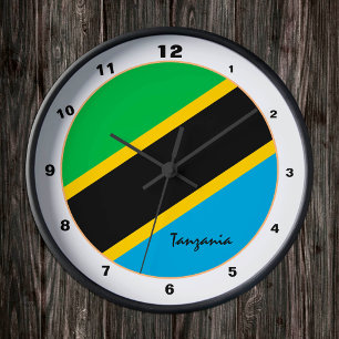 Modern Tanzania Flag, Tanzania Home / design Runde Wanduhr