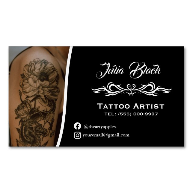 Modern Tattoo Artist Business Card Magnet – Custom (Vorderseite)