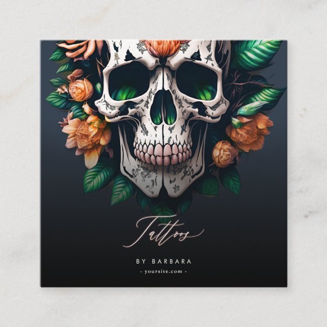 Modern Tattoo Artist Tattoo Studio Dark Blue Quadratische Visitenkarte (Vorderseite)